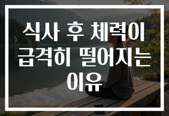 식사 후 체력이 급격히 떨어지는 이유