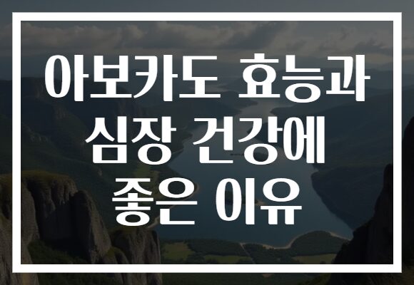 아보카도 효능과 심장 건강에 좋은 이유