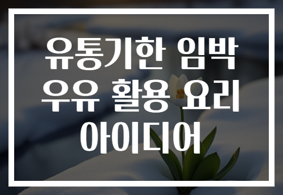 유통기한 임박 우유 활용 요리 아이디어