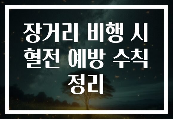 장거리 비행 시 혈전 예방 수칙 정리