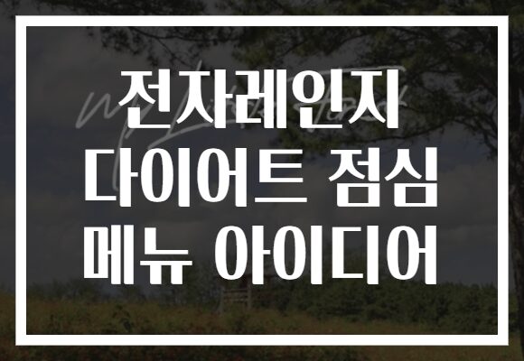 전자레인지 다이어트 점심 메뉴 아이디어