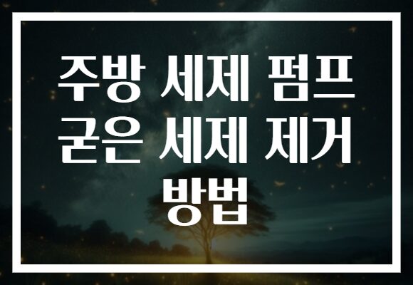 주방 세제 펌프 굳은 세제 제거 방법