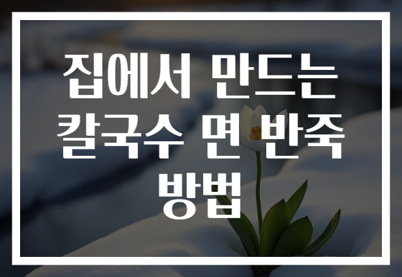 집에서 만드는 칼국수 면 반죽 방법