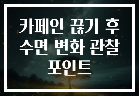 카페인 끊기 후 수면 변화 관찰 포인트