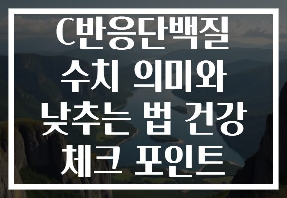 C반응단백질 수치 의미와 낮추는 법 건강 체크 포인트
