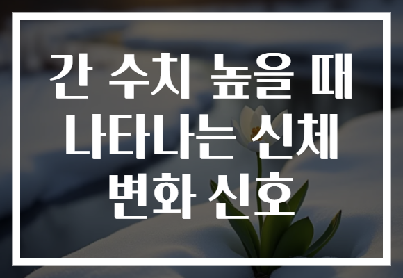 간 수치 높을 때 나타나는 신체 변화 신호