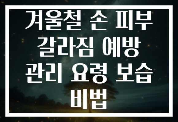 겨울철 손 피부 갈라짐 예방 관리 요령 보습 비법