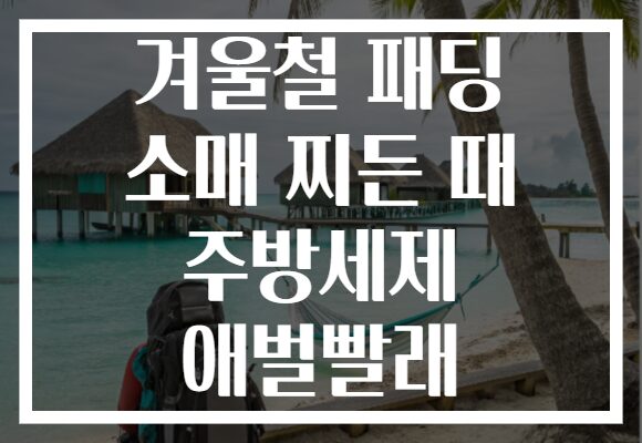 겨울철 패딩 소매 찌든 때 주방세제 애벌빨래