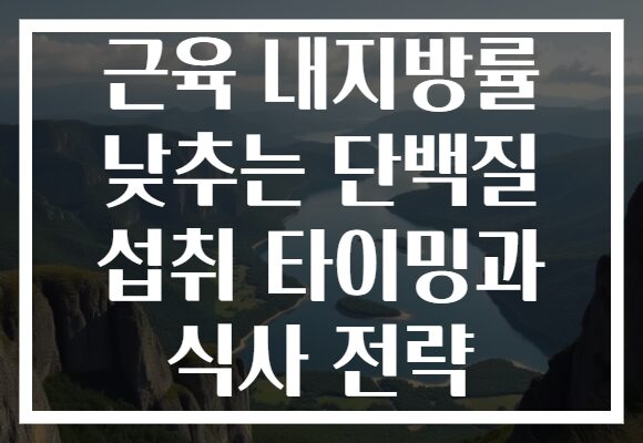 근육 내지방률 낮추는 단백질 섭취 타이밍과 식사 전략
