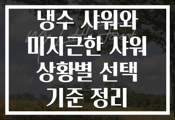 냉수 샤워와 미지근한 샤워 상황별 선택 기준 정리
