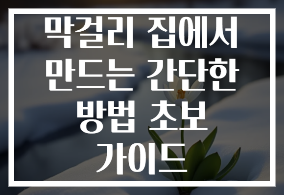 막걸리 집에서 만드는 간단한 방법 초보 가이드