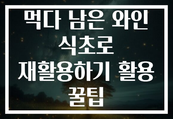 먹다 남은 와인 식초로 재활용하기 활용 꿀팁
