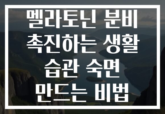멜라토닌 분비 촉진하는 생활 습관 숙면 만드는 비법