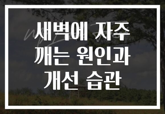 새벽에 자주 깨는 원인과 개선 습관