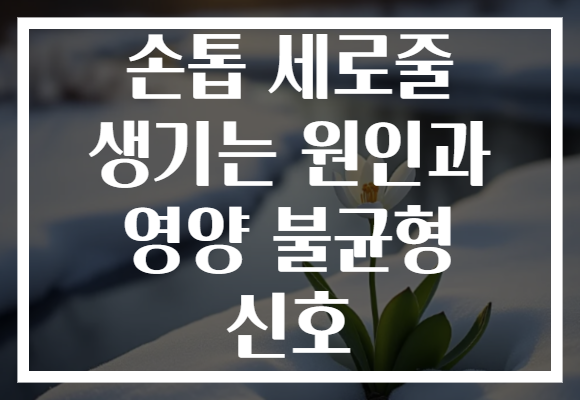 손톱 세로줄 생기는 원인과 영양 불균형 신호