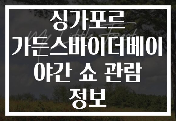 싱가포르 가든스바이더베이 야간 쇼 관람 정보