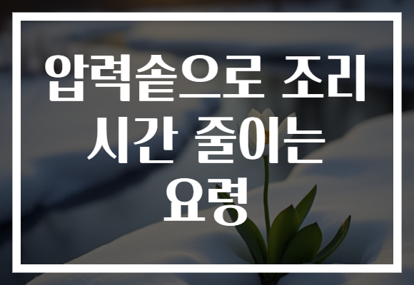 압력솥으로 조리 시간 줄이는 요령