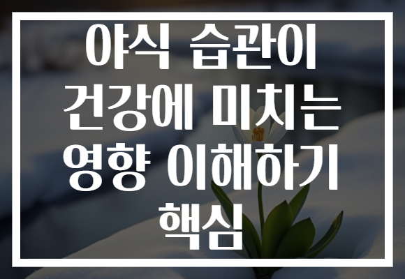 야식 습관이 건강에 미치는 영향 이해하기 핵심