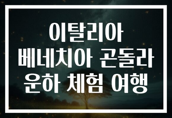 이탈리아 베네치아 곤돌라 운하 체험 여행