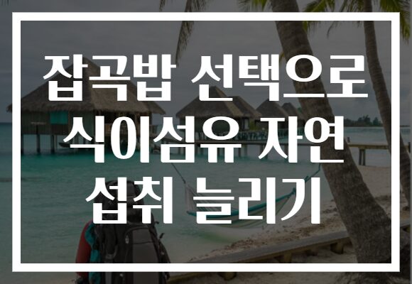 잡곡밥 선택으로 식이섬유 자연 섭취 늘리기