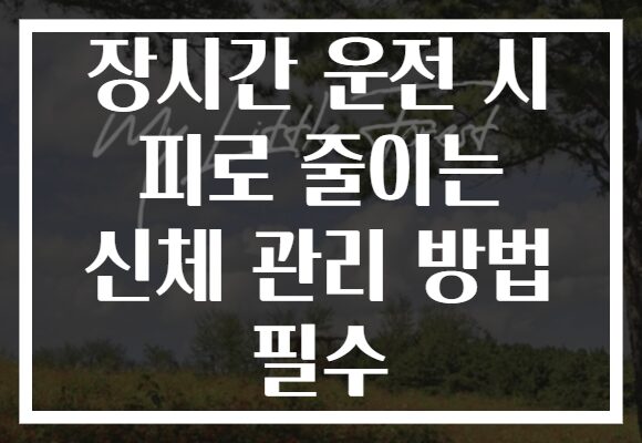 장시간 운전 시 피로 줄이는 신체 관리 방법 필수