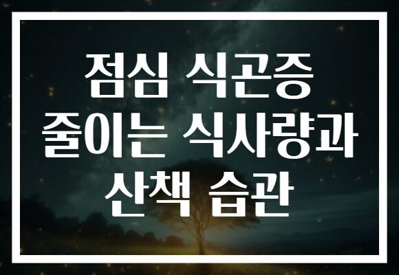 점심 식곤증 줄이는 식사량과 산책 습관