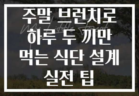 주말 브런치로 하루 두 끼만 먹는 식단 설계 실전 팁