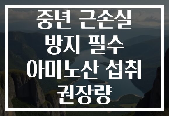 중년 근손실 방지 필수 아미노산 섭취 권장량