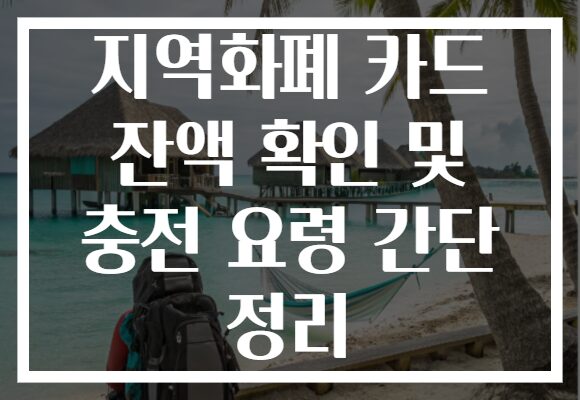 지역화폐 카드 잔액 확인 및 충전 요령 간단 정리