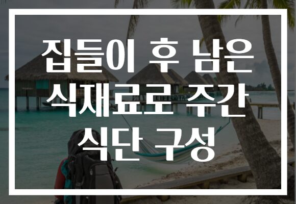 집들이 후 남은 식재료로 주간 식단 구성