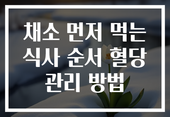 채소 먼저 먹는 식사 순서 혈당 관리 방법