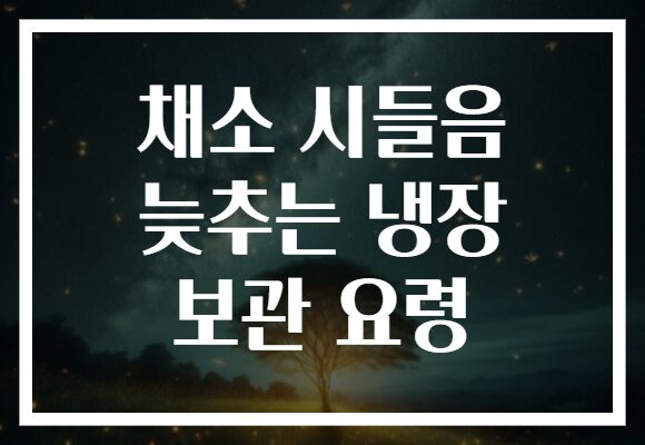 채소 시들음 늦추는 냉장 보관 요령