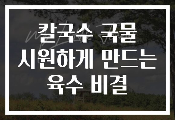 칼국수 국물 시원하게 만드는 육수 비결