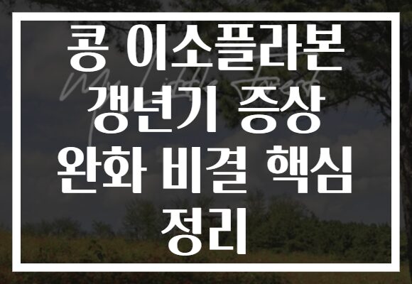 콩 이소플라본 갱년기 증상 완화 비결 핵심 정리