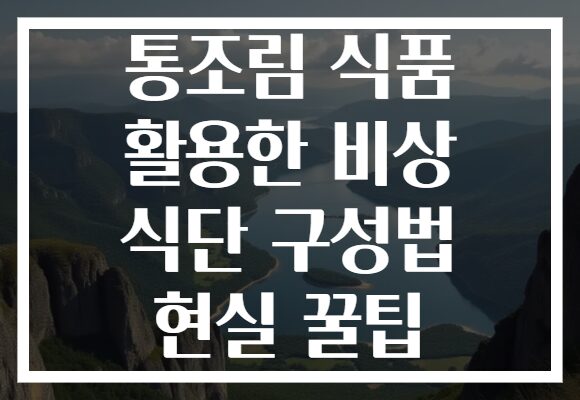 통조림 식품 활용한 비상 식단 구성법 현실 꿀팁