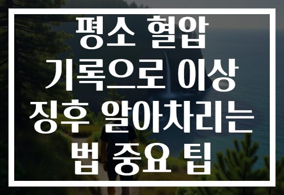 평소 혈압 기록으로 이상 징후 알아차리는 법 중요 팁