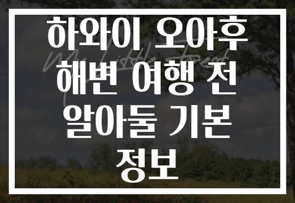 하와이 오아후 해변 여행 전 알아둘 기본 정보