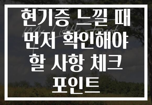 현기증 느낄 때 먼저 확인해야 할 사항 체크 포인트