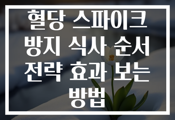 혈당 스파이크 방지 식사 순서 전략 효과 보는 방법