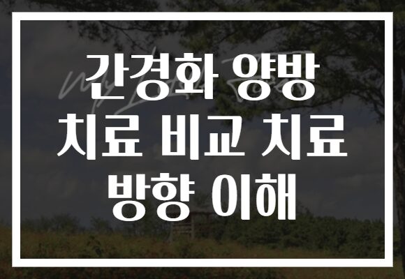 간경화 양방 치료 비교 치료 방향 이해