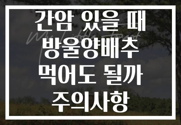 간암 있을 때 방울양배추 먹어도 될까 주의사항