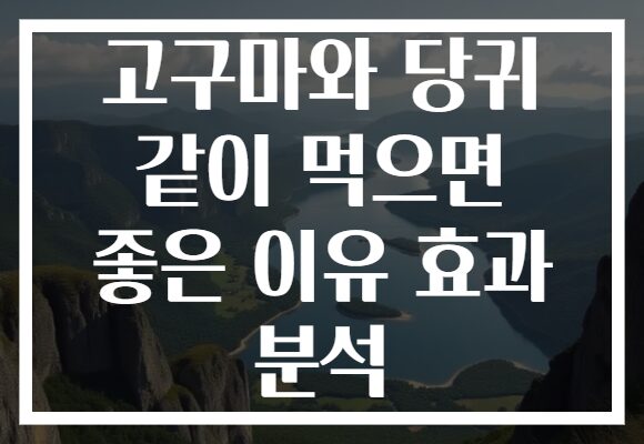 고구마와 당귀 같이 먹으면 좋은 이유 효과 분석