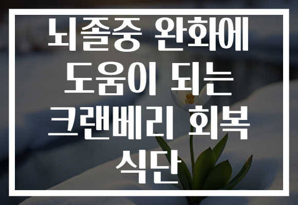 뇌졸중 완화에 도움이 되는 크랜베리 회복 식단