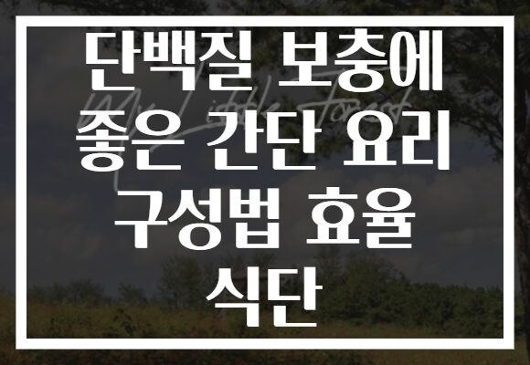 단백질 보충에 좋은 간단 요리 구성법 효율 식단