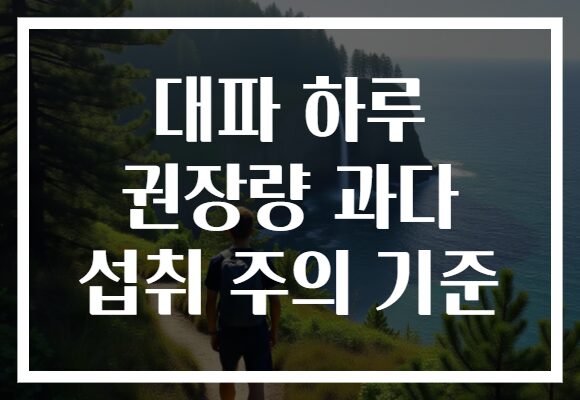 대파 하루 권장량 과다 섭취 주의 기준