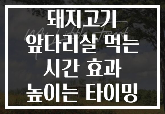 돼지고기 앞다리살 먹는 시간 효과 높이는 타이밍