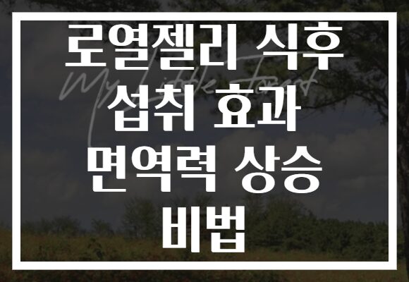 로열젤리 식후 섭취 효과 면역력 상승 비법