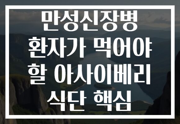 만성신장병 환자가 먹어야 할 아사이베리 식단 핵심