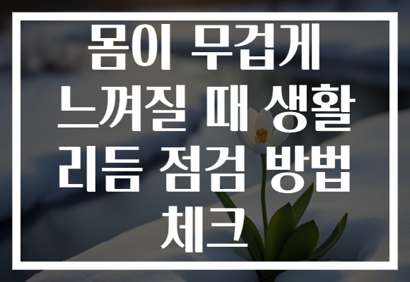 몸이 무겁게 느껴질 때 생활 리듬 점검 방법 체크
