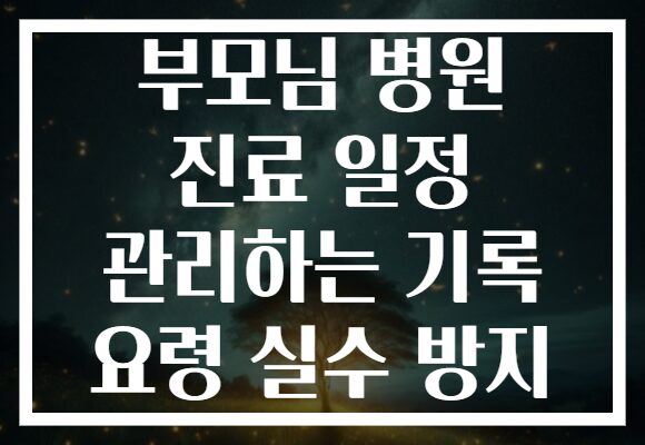 부모님 병원 진료 일정 관리하는 기록 요령 실수 방지